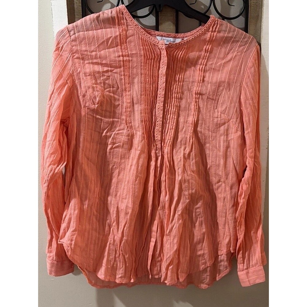 INDIGO ROSE XL PINK TUNIC TOP PEASANT PRAIRIE BLOUSE PLEATED